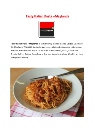 5% Off - Tasty Italian Pasta - Italian delivery Maylands, WA