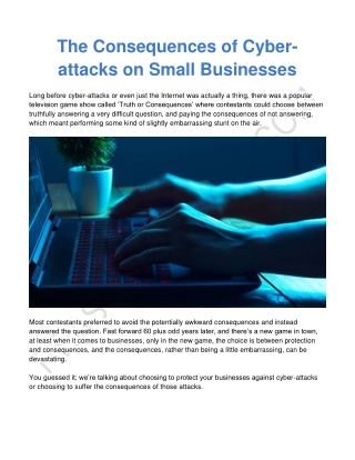 The Consequences of Cyberattacks on Small Businesses