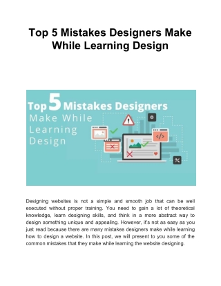 Top 5 Mistakes Designers Make While Learning Design