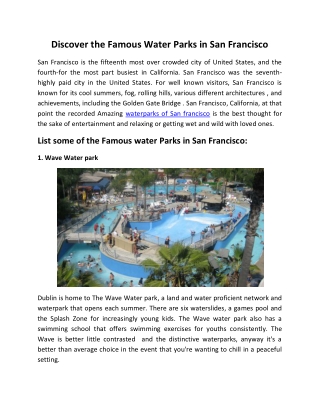 Discover the Famous Water Parks in San Francisco