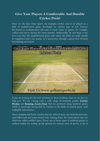 Give Your Players A Comfortable And Durable Cricket Pitch!