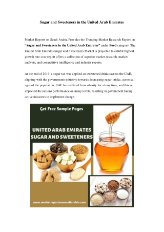 United Arab Emirates Sugar and Sweeteners Market: Growth, Opportunity and Forecast Till 2024
