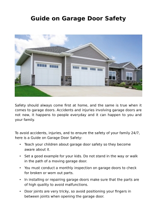 Guide on Garage Door Safety