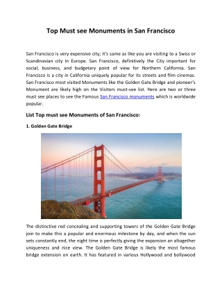 Top Must see Monuments in San Francisco