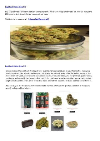 Legit Kush Online Store UK