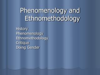 Phenomenology and Ethnomethodology