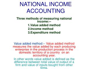 NATIONAL INCOME ACCOUNTING