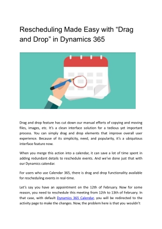 Rescheduling Made Easy with “Drag and Drop” in Dynamics 365