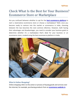 Check What Is the Best for Your Business? Ecommerce Store or Marketplace