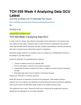TCH 539 Week 4 Analyzing Data GCU Latest