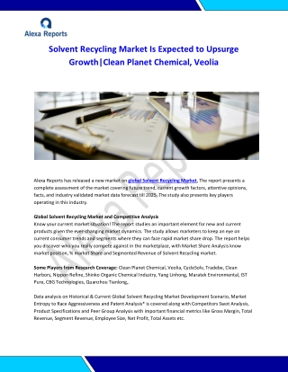 Global Solvent Recycling Market Analysis 2015-2019 and Forecast 2020-2025