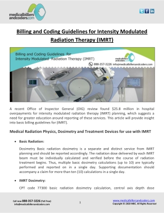 Billing and Coding Guidelines for Intensity Modulated Radiation Therapy (IMRT)