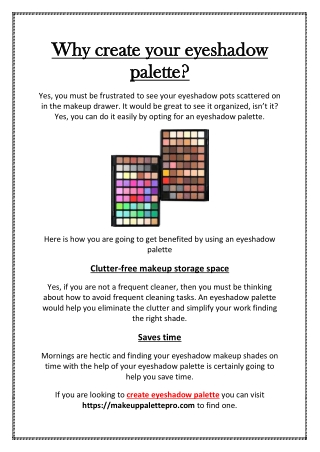 Why create your eyeshadow palette?