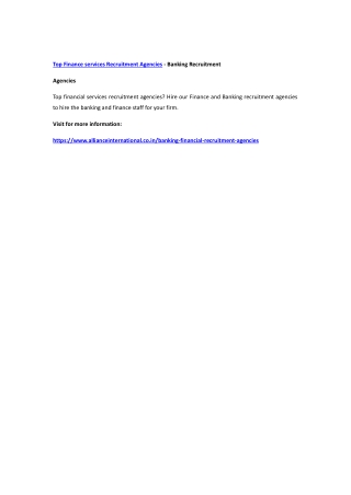 Top Finance services Recruitment Agencies - Banking Recruitment Agencies