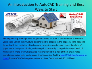 Start Your AutoCAD Professional level Training At CETPA INFOTECH