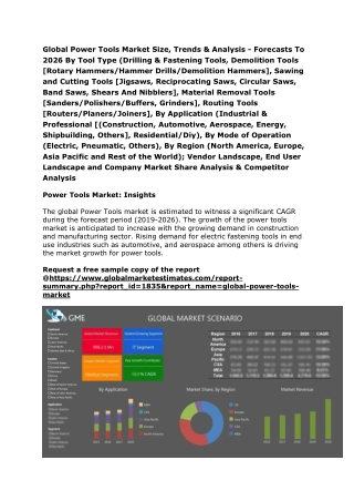 Global Power Tools Market Size, Trends & Analysis - Forecasts To 2026