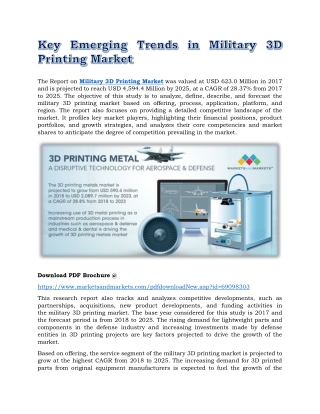 Key Emerging Trends in Military 3D Printing Market