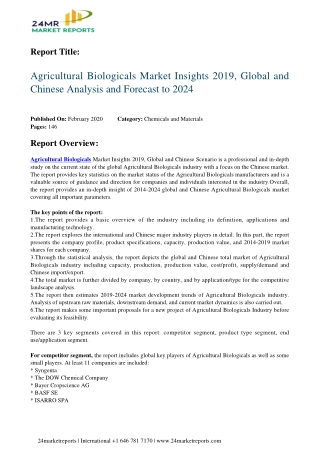 Agricultural Biologicals Market Insights 2019