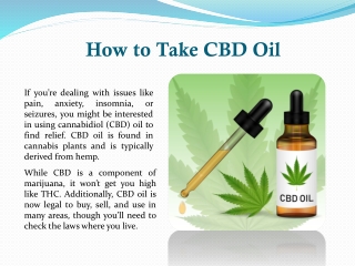 How to Take CBD Oil