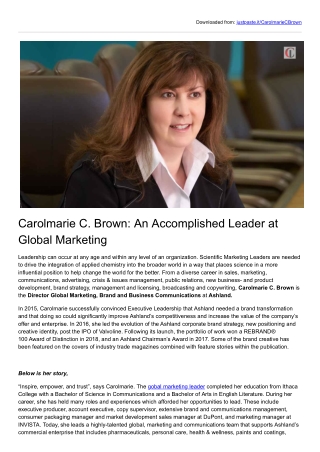 An Accomplished Leader at Global Marketing | Carolmarie C Brown