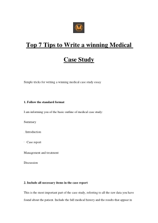 Top 7 Tips to Write a winning Medical Case Study