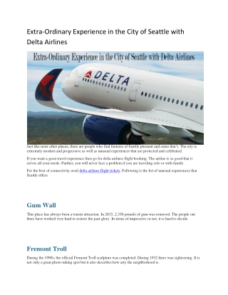 Extra-Ordinary Experience in the City of Seattle with Delta Airlines