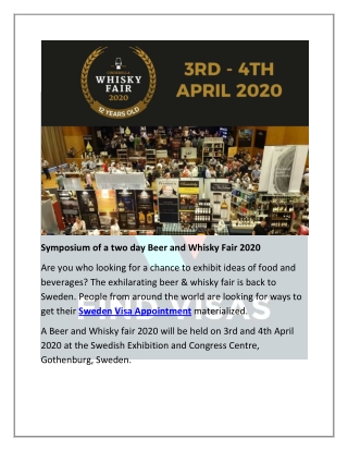 Symposium of a two day Beer and Whisky Fair 2020
