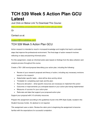 TCH 539 Week 5 Action Plan GCU Latest