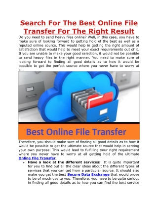 Search The Best Online File Transfer For Right Result
