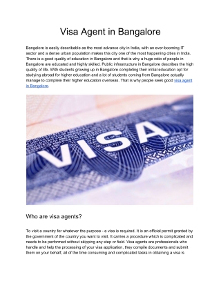 Visa Agent in Bangalore