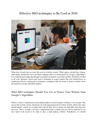 Effective SEO techniques to Be Used in 2020