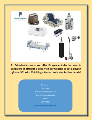 Oxygen Cylinder For Rent In Bangalore