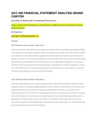 ACC 486 FINANCIAL STATEMENT ANALYSIS GRAND CANYON