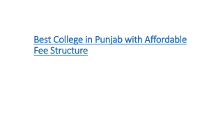 Best College in Punjab with Affordable Fee Structure