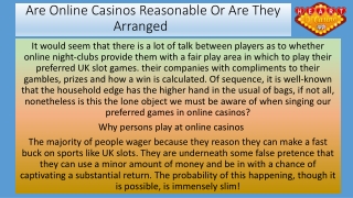 Are Online Casinos Reasonable Or Are They Arranged
