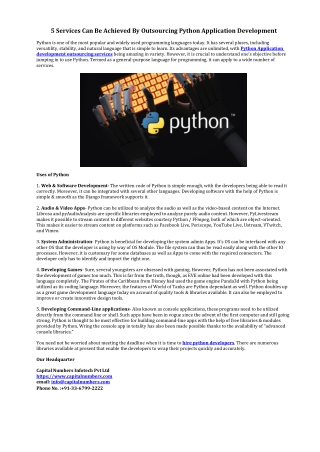 5 Services Can Be Achieved By Outsourcing Python Application Development