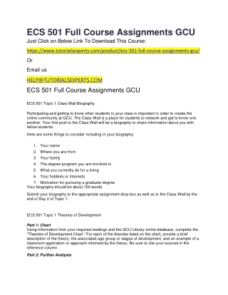 ECS 501 Full Course Assignments GCU