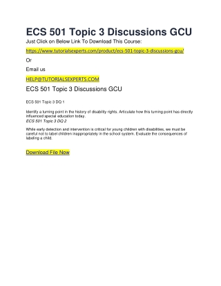 ECS 501 Topic 3 Discussions GCU