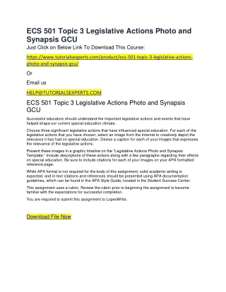 ECS 501 Topic 3 Legislative Actions Photo and Synapsis GCU