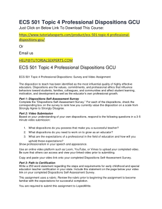 ECS 501 Topic 4 Professional Dispositions GCU