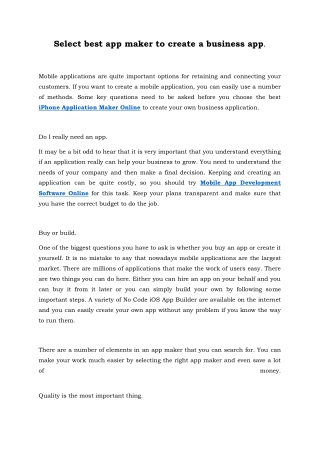 Select best app maker to create a business app