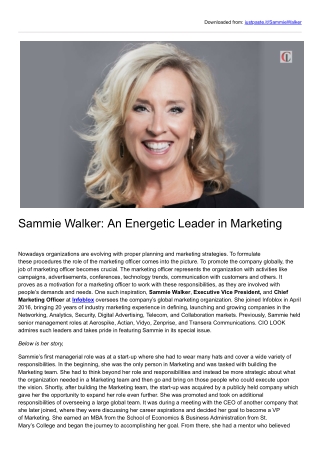 An Energetic Leader in Marketing | Sammie Walker |  Infoblox