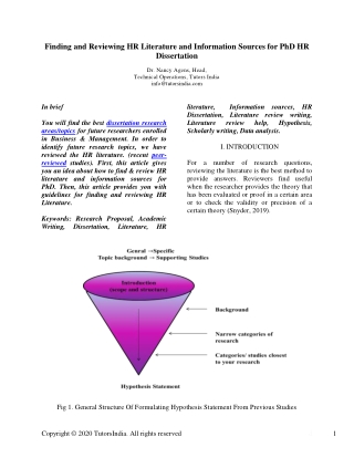 Finding and Reviewing HR Literature and Information Sources for PhD HR Dissertation