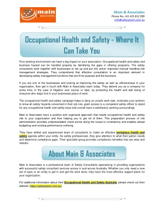 Occupational Health And Safety Australia