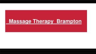 Massage Therapy In Brampton