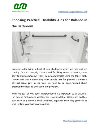 Choosing Practical Disability Aids for Balance in the Bathroom