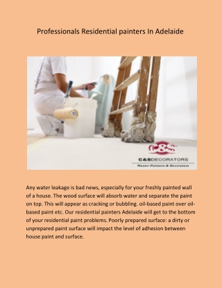 Professionals Residential painters In Adelaide