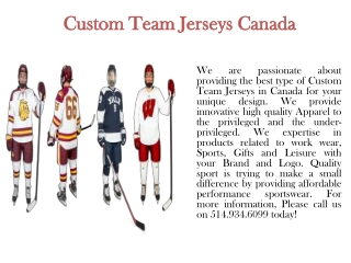 Custom Team Jerseys Canada