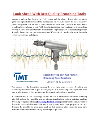 Look Ahead With Best Quality Broaching Tools