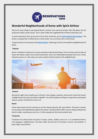 Wonderful Neighborhoods of Rome with Spirit Airlines
